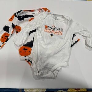 My First Halloween 2 Bodysuits Carters Long Sleeve Tee 1st Top Boys Girls 12M